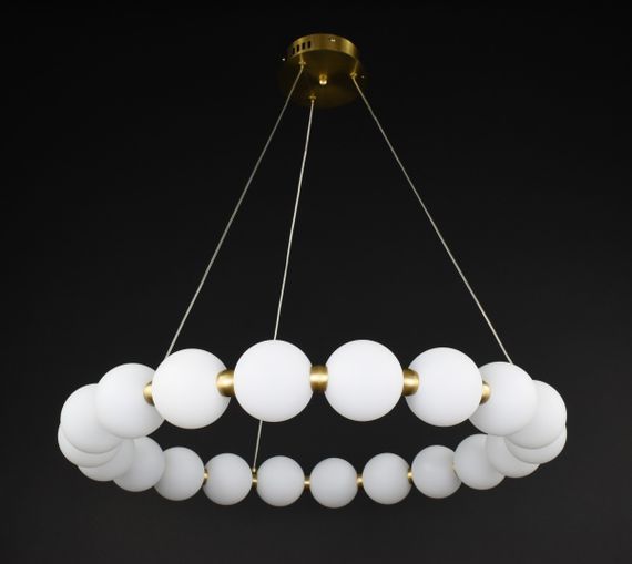 Люстра світлодіодна підвісна LED світильник для квартири на стелю лед 27212 Латунь 25-140х64х64 см. | Зображення 3