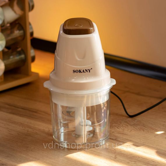 Чоппер измельчитель с чашей на 0.7 л кухонный электрический 250 Вт бежевый Sokany SK-06009BE | Зображення 6