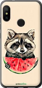 Чохол на Xiaomi Redmi 6 Pro Єнотик з кавуном "4605u-1595-2448"