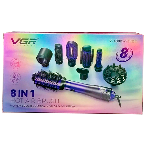Фен-щетка стайлер VGR 8 в 1 V-488 PURPLE, 8 насадок, 4 режима | Зображення 2