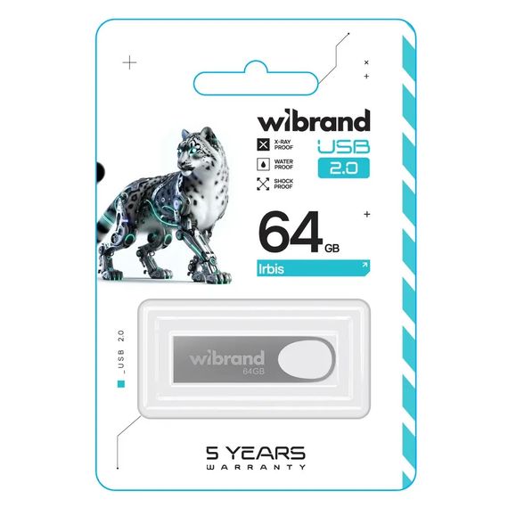 USB флеш накопичувач Wibrand 64GB Irbis Silver USB 2.0 (WI2.0/IR64U3S) | Зображення 1