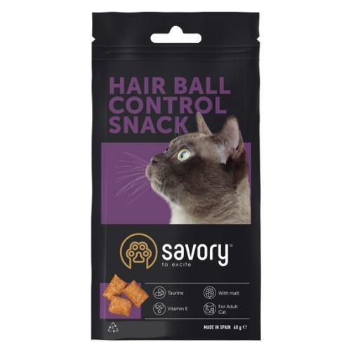 Хрустящие лакомства Savory Snack Подушечки для поощрения кошек, контроль шерстяных шариков, 60 г | Зображення 3