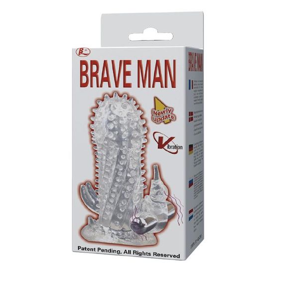 Насадка на пеніс з вібрацією Brave Man, прозора | Зображення 5
