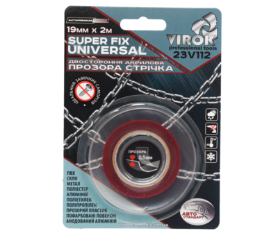 Стрічка 2-стороння акрилова VIROK Super Fix Universal: 19 мм х 2 м VR-23V112