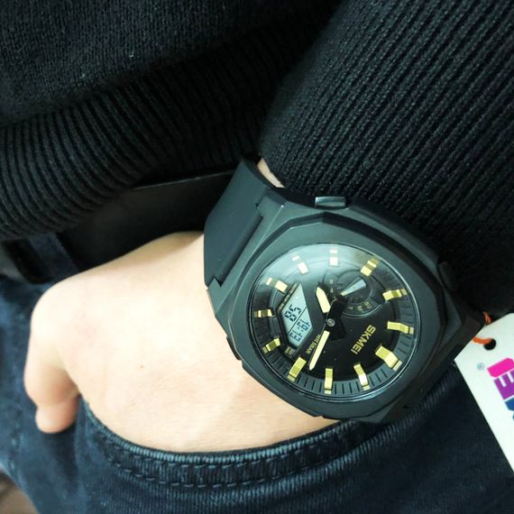 Стильні статусні наручні годинники стрілочні SKMEI 2091BKGDWT, Чоловічі наручні годинники класика YB-86 | Зображення 1