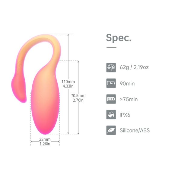 Смарт-віброяйце Magic Motion Flamingo Max Orange 2 в 1: віброяйце та тренажер Кегеля, 10 режимів | Зображення 3