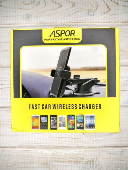 Автотримач для телефону Холдер з бездротовою зарядкою Aspor Fast Charger Wireless (5V/2A) Black | Зображення 1