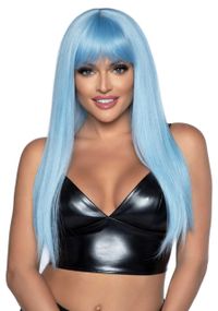 Довга блакитна перука Leg Avenue Long straight bang wig Blue, гладенька, 61 см Sex Aura