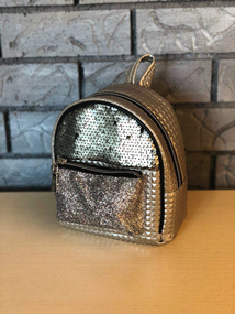 Рюкзак паєтки маленький світлий срібло