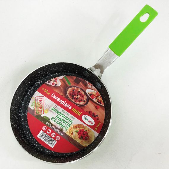 Сковорода Con Brio CB-1414, 14см, Міні, Eco Granite, сковорода зручна на кухню. Колір: зелений | Зображення 4