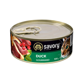 Вологий корм Savory Adult Duck для дорослих вибагливих котів, качка 100г