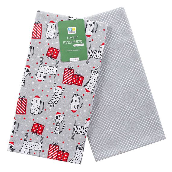 Набір рушників Home Line 129714  40x60  Напівпанамський; Бавовна Сірий, Принт