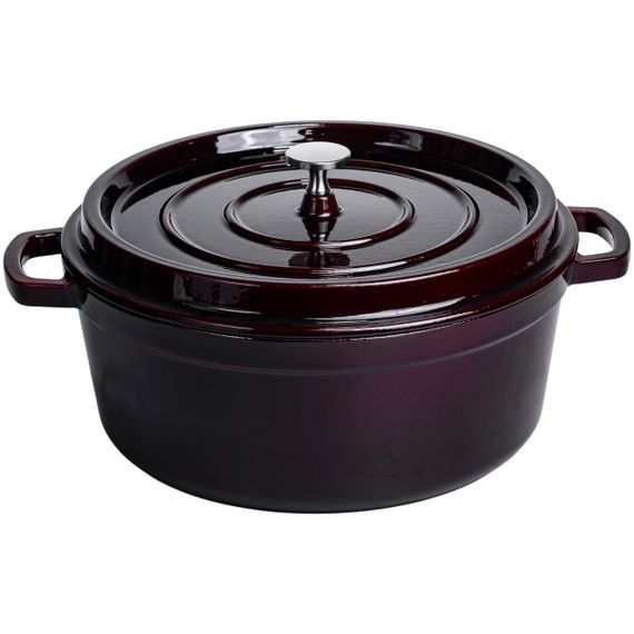 Кокотниця чавунна емальована 6.5 л, бургунді Yiwu HP-FLG-13 burgundy