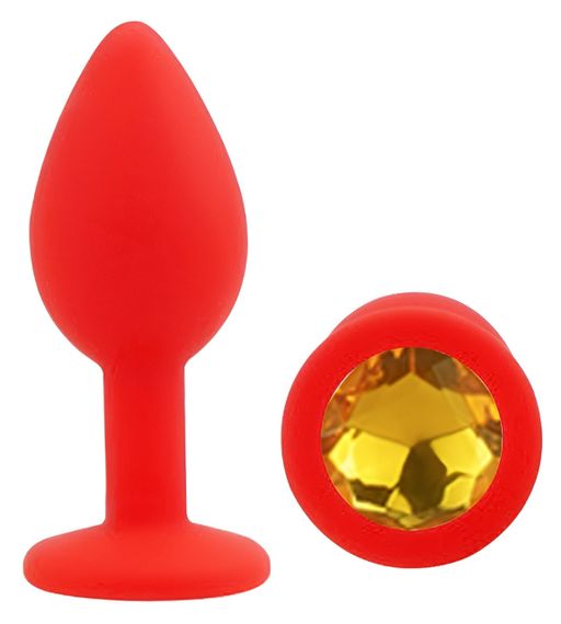 Силіконова анальна пробка EGZO - Silicone Red Round Plug Yellow, size S Sex Aura | Зображення 1