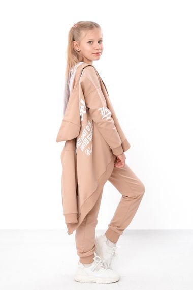 Спортивний костюм для дівчинки підлітковий (Zip-худі та штани) з написами Носи своє 158 Капучино (p-14038-213704) | Зображення 2