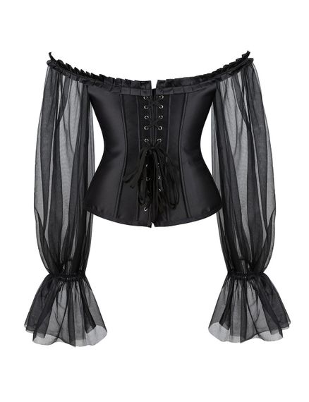 Корсет із рукавами Star Night 12 Plastic Bones на зав'язках стрічках, чорний, XS sexstyle | Зображення 5