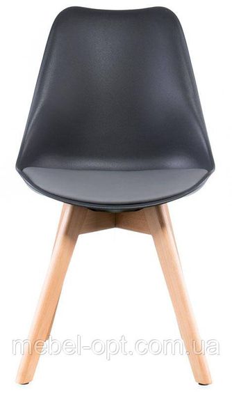 Стул Sedia black-grey DSM Eames Style, черное пластикое сиденье с мягкой подушкой и деревянные буковые ножки | Зображення 1