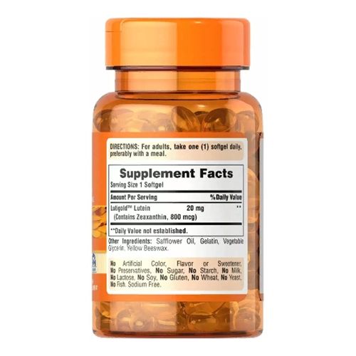 Лютеин Puritan's Pride Lutein 20 mg with Zeaxanthin 120 Softgels | Зображення 1