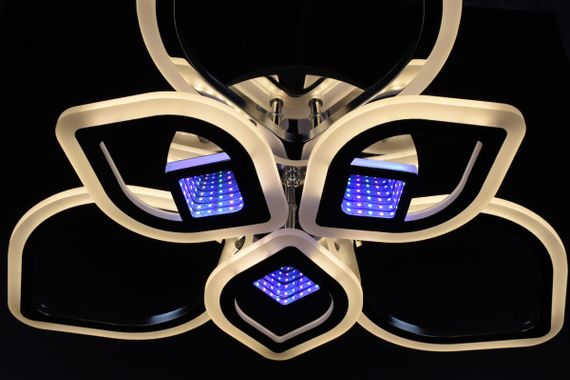 Люстра світлодіодна стельова LED світильник для квартири на стелю лед з пультом 26095 Хром 10х60х60 см. | Зображення 9