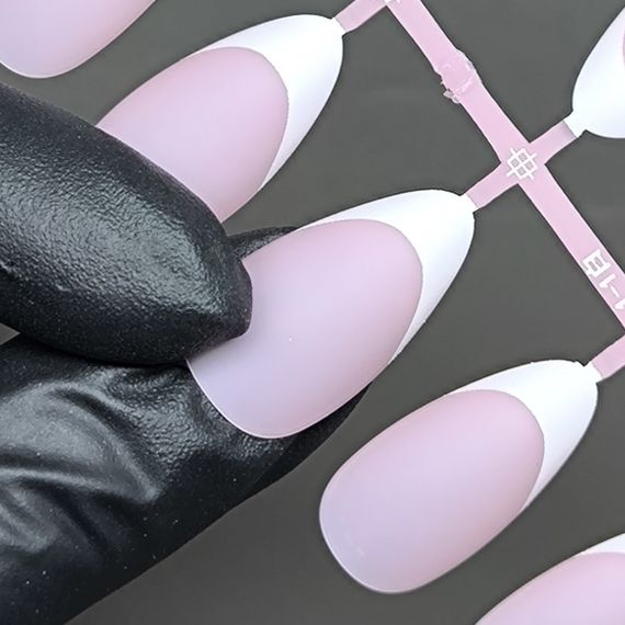 Гелевые типсы для наращивания френч 120шт (розовый миндаль) | Зображення 1