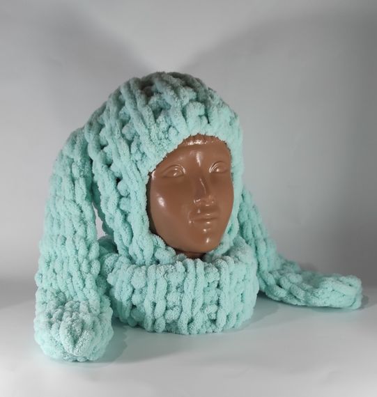 Балаклава колір 19 плюшева з вушками зайчика puffy | Зображення 5