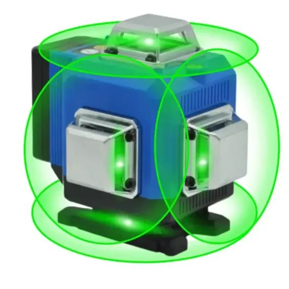 Лазерний 4D рівень акумуляторний -2 АКБ, 16 ліній, пульт дистанційного керування, цифровий дисплей, штатив, повний набір для | Зображення 4