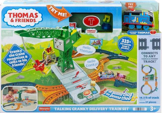 Паровозик Томас и друзья. Железная дорога "Говорящая доставка". Thomas & Friends Talking Cranky Delivery Train