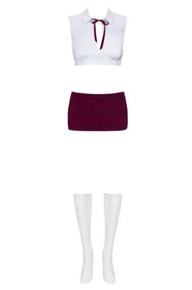 Рольовий костюм - Obsessive Student Set White/Burgundy L/XL | Зображення 2