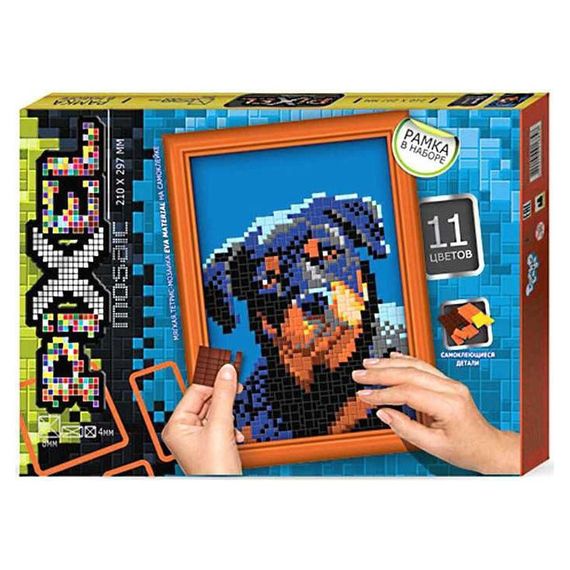 Набор для творчества "Мозаика Пиксель: Ротвейлер" РМ-01-10, 21х29,7 см, рамка в наборе