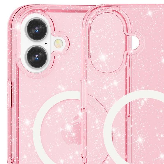 Чохол TPU Galaxy Sparkle (MagFit) для Apple iPhone 16 (6.1") Pink+Glitter | Зображення 2