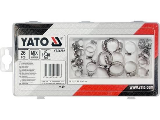 Набір хомут гвинтовий метал 16-40 мм 26 штук Польща YATO YT-06782 | Зображення 1