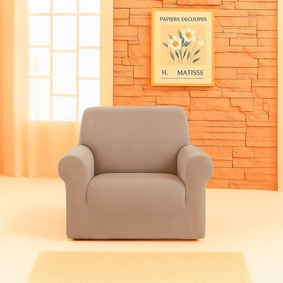 Чехол на кресло универсальный велюровый капучино Love You