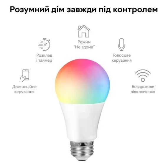 Розумна лампочка Tuya Smart LED WiFi Смарт Лампа E27 RGB Color 2700K-6500K 9W | Зображення 1