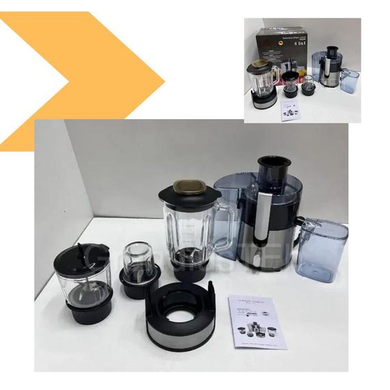 Електричний соковитискач 4в1 Zepline ZP-122 шнековий з реверсом, блендер, кофемолка, подрібнювач 3000Вт (47624-Z-122_1883) | Зображення 1