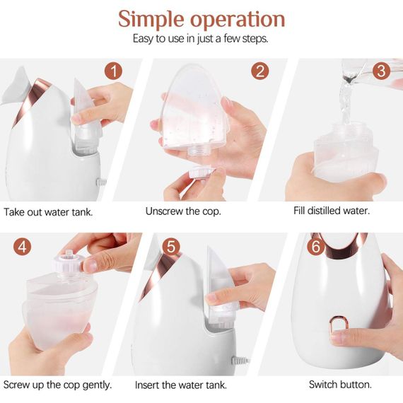 Паровий очищувач для обличчя Aiemok, глибоке очищення шкіри, нано-іонний зволожувач, парова сауна для обличчя | Зображення 4