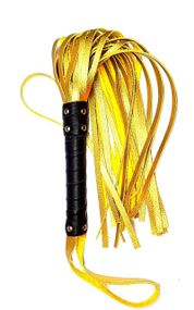 Флогер комбінований зі шкіряною ручкою 31 хвостом завдовжки 36 см Золото Sex Aura