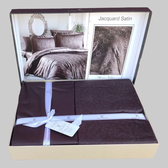 Постільна білизна First Choice Jacquard Satin DARK 200х220 Athena Brown | Зображення 1