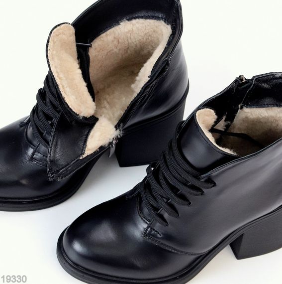 Шикарные кожаные зимние ботильоны на среднем устойчивом каблуке | Зображення 5