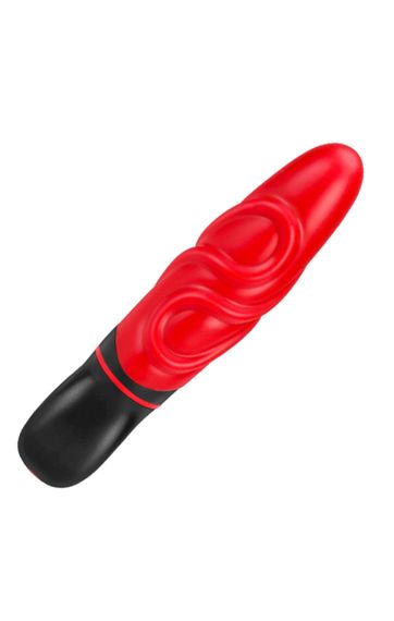 Розкішний вібратор з опуклими ребрашками для стимуляції AMOR BIG VIBRATOR BRUCE Red (Застосунок НЕ sexstyle