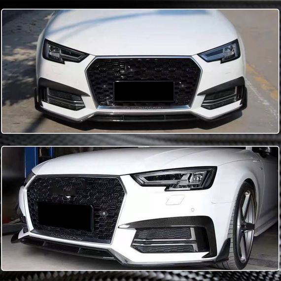 Накладка на передний бампер Lip V2 (для S-Line SD 2015-2019, Карбон) для Ауди A4 B9 | Зображення 4