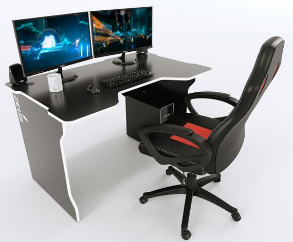 Стол компьютерный ZEUS TRON Stalker черныйбелый Стол ZEUS TRON Stalker черныйбелый | Зображення 3