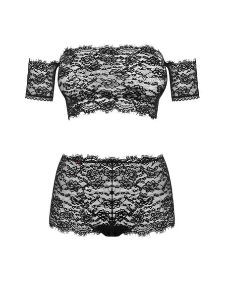 Комплект мереживний - топ та шортики Obsessive Espanita, чорний, S/M sexstyle | Зображення 4