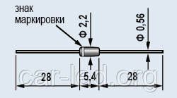 Д818В Стабілітрон 9V (7,6... 10V, 0,01А) скляний корпус КД-2