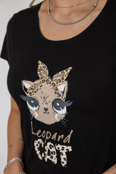 Піжама жіноча з принтом, колір чорний, 243R7122 | Зображення 4