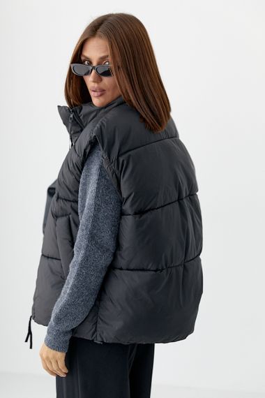 Жіноча тепла подовжена жилетка - чорний цвет, L (є розміри) | Зображення 1