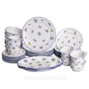 Столовый набор посуды тарелок и чашек 32 предмета на 6 персон Retro Floral фарфоровый, обеденный столовый сервиз тарелок YY78-9A