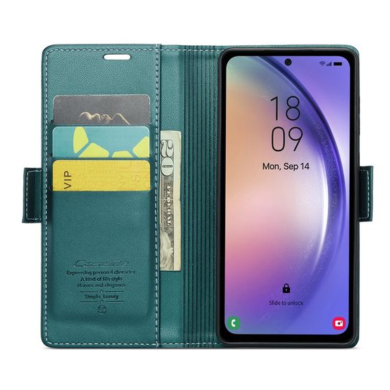 Шкіряний чохол-книжка Retro Case для Samsung Galaxy A55 колір Зелений | Зображення 1