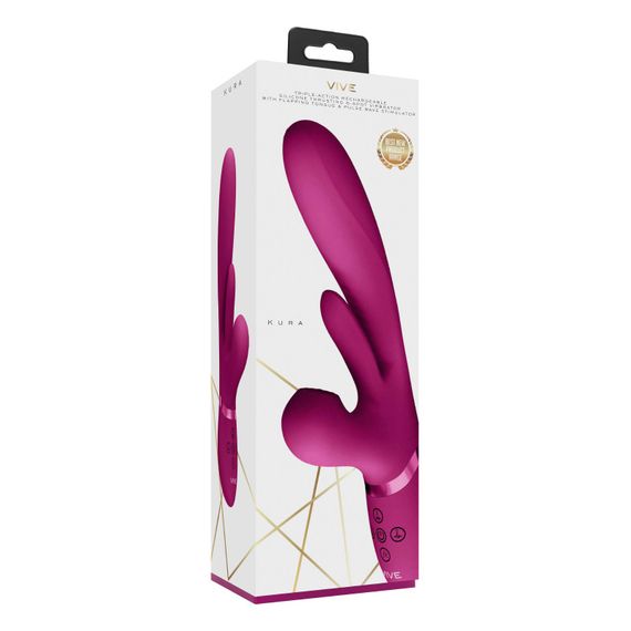 Вибратор-кролик Kura для точек G, A, U и клитора розовый Vive (Нидерланды) sexstyle | Зображення 5