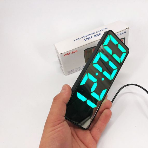 Електронний настільний LED годинник від USB VST-898-4 з будильником і термометром оригінальний настільний годинник | Зображення 3