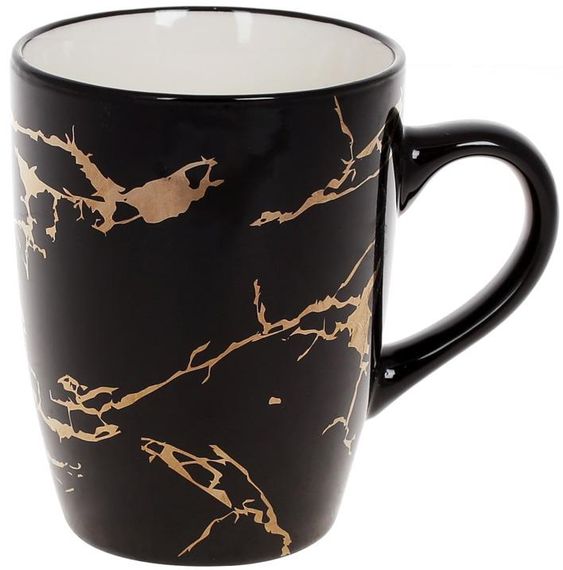 Кухоль порцеляновий "Чорний Мармур" 360мл